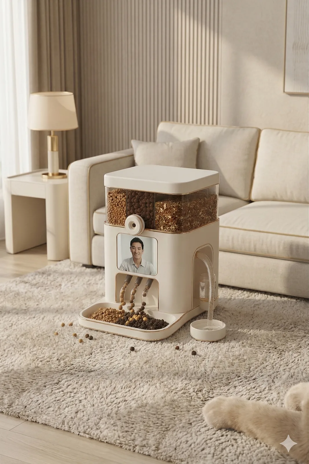 Intellipaws placed beside home furniture to compare its size